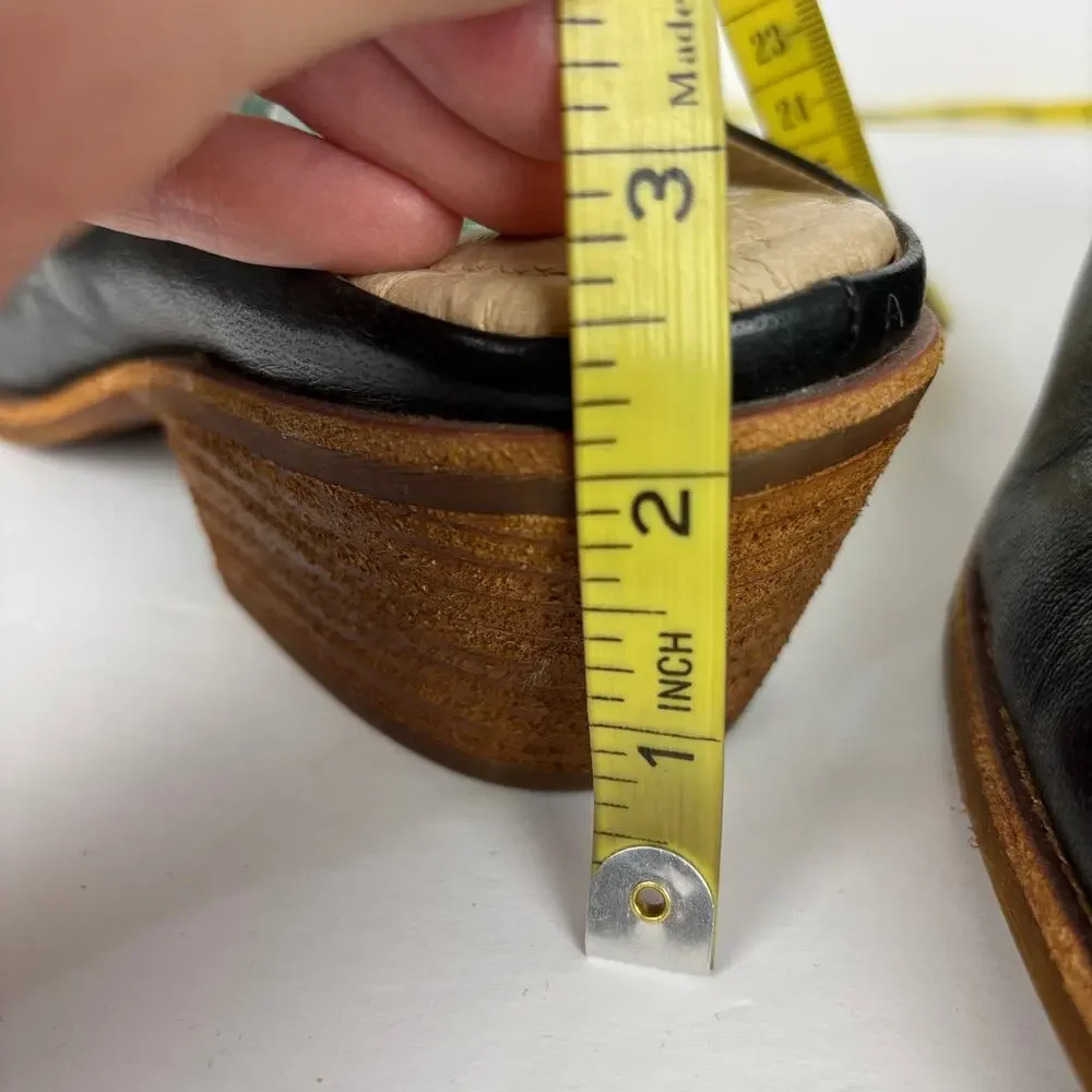Sofft Ameera Black Leather Heeled Mules Slides Clogs 11M slip on comfort